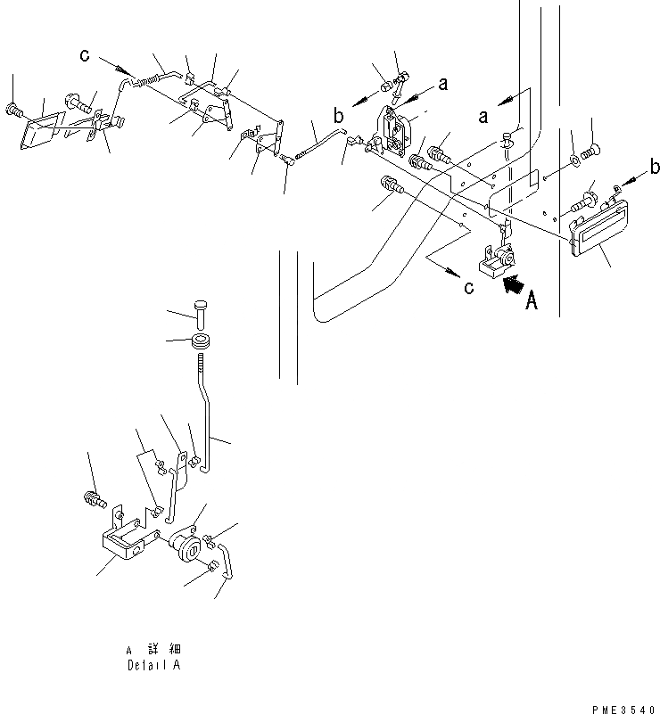 Схема запчастей Komatsu WA500-3LK - КАБИНА (ЗАМОК ДВЕРИ¤ ЛЕВ.)(№A7-A7999) КАБИНА ОПЕРАТОРА И СИСТЕМА УПРАВЛЕНИЯ