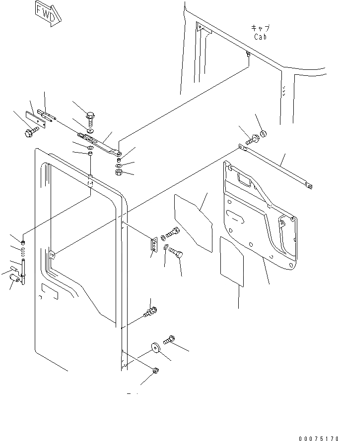 Схема запчастей Komatsu WA500-3LK - КАБИНА (ЗАМОК ДВЕРИ¤ ПОДУШКА И РУЧКА) (ПРАВ.)(№A7-) КАБИНА ОПЕРАТОРА И СИСТЕМА УПРАВЛЕНИЯ