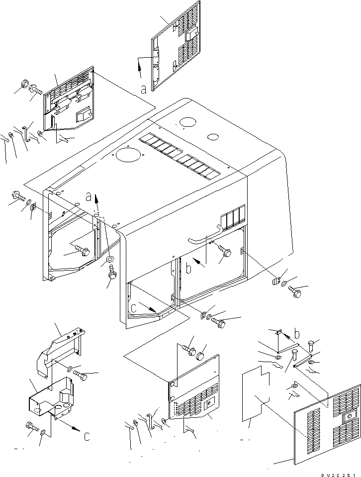 Схема запчастей Komatsu WA500-3LK - ЗАЩИТА РАДИАТОРА AND КАПОТ (БОКОВ. КРЫШКА ДВИГ.) (С ВСАСЫВ. ВЕНТИЛЯТОРОМ) ЧАСТИ КОРПУСА