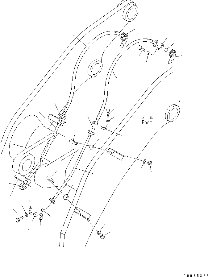 Схема запчастей Komatsu WA500-3LK - СТРЕЛА И BELL CRANK (ПЕРЕДН. НАВЕСН. ОБОРУД ТРУБЫ) (С 3-Х СЕКЦИОНН. КЛАПАН) РАБОЧЕЕ ОБОРУДОВАНИЕ