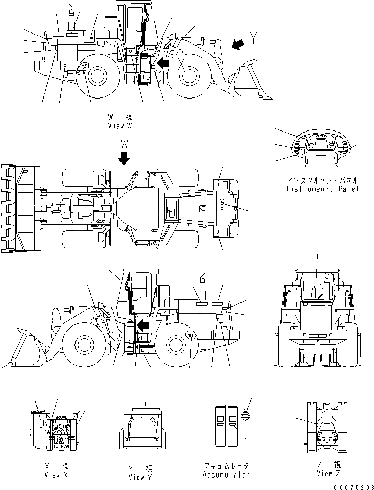 Схема запчастей Komatsu WA500-3LK - PROВОЗДУХОВОДЫ GRAPHICS (ШАССИ)(№A7-A7999) МАРКИРОВКА