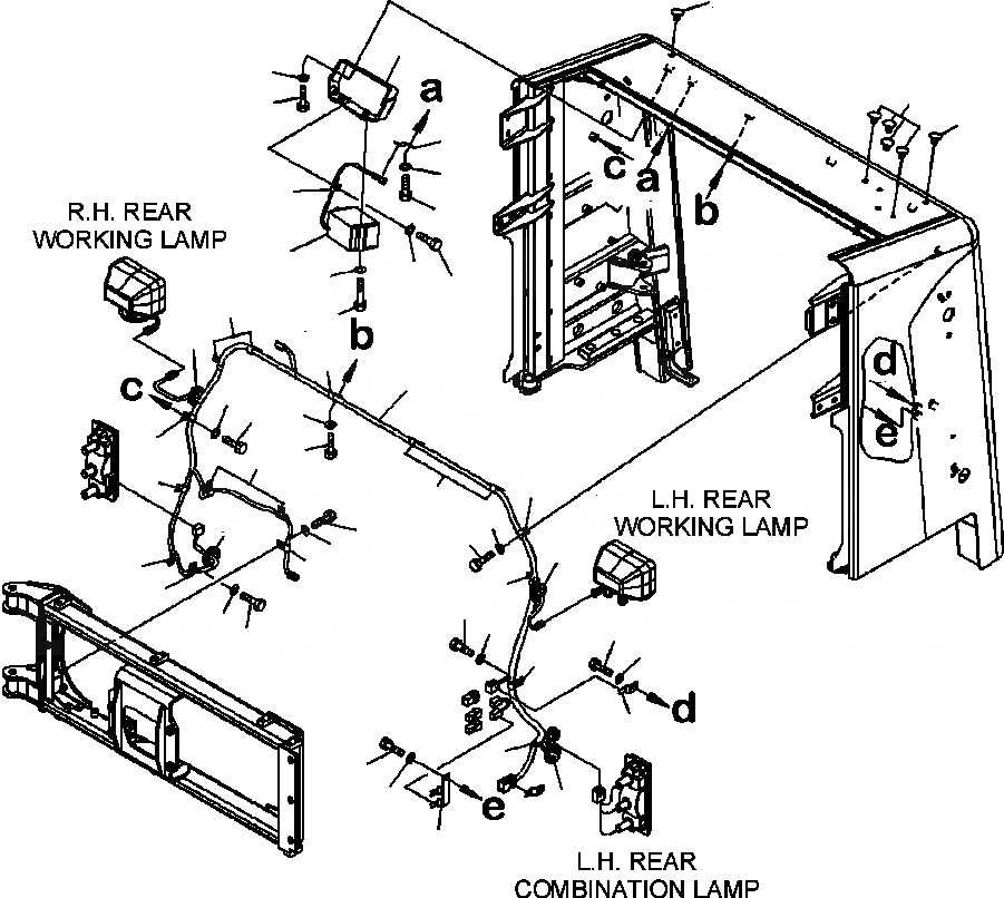 Схема запчастей Komatsu WA500-6 - E-A ПРОВОДКА ЗАДН. COMBINATION LIGHTS, ЗАДН. РАБОЧ. ОСВЕЩЕНИЕ И СИГНАЛ. ЗАДНЕГО ХОДА ЭЛЕКТРИКА