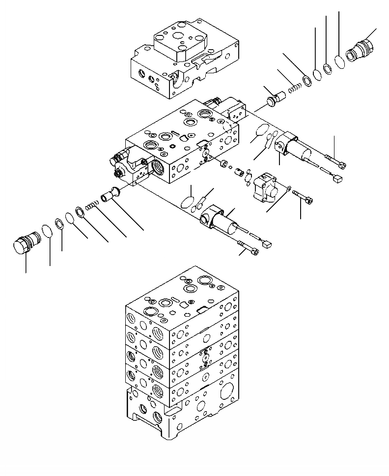 Схема запчастей Komatsu WA500-6 - H-B ОСНОВН. КЛАПАН 3-Х СЕКЦИОНН. ДЛЯ ECSS (/) ГИДРАВЛИКА