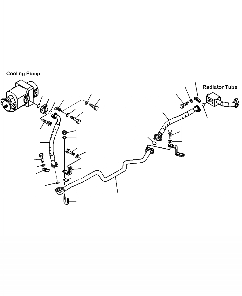 Схема запчастей Komatsu WA500-6 - H-8A ГИДРОЛИНИЯ ОХЛАЖДАЮЩ. НАСОС - РАДИАТОР ТРУБКА ЛИНИЯ (ДЛЯ ТОРМОЗ. СИСТЕМА ОХЛАЖДЕНИЯ) ГИДРАВЛИКА