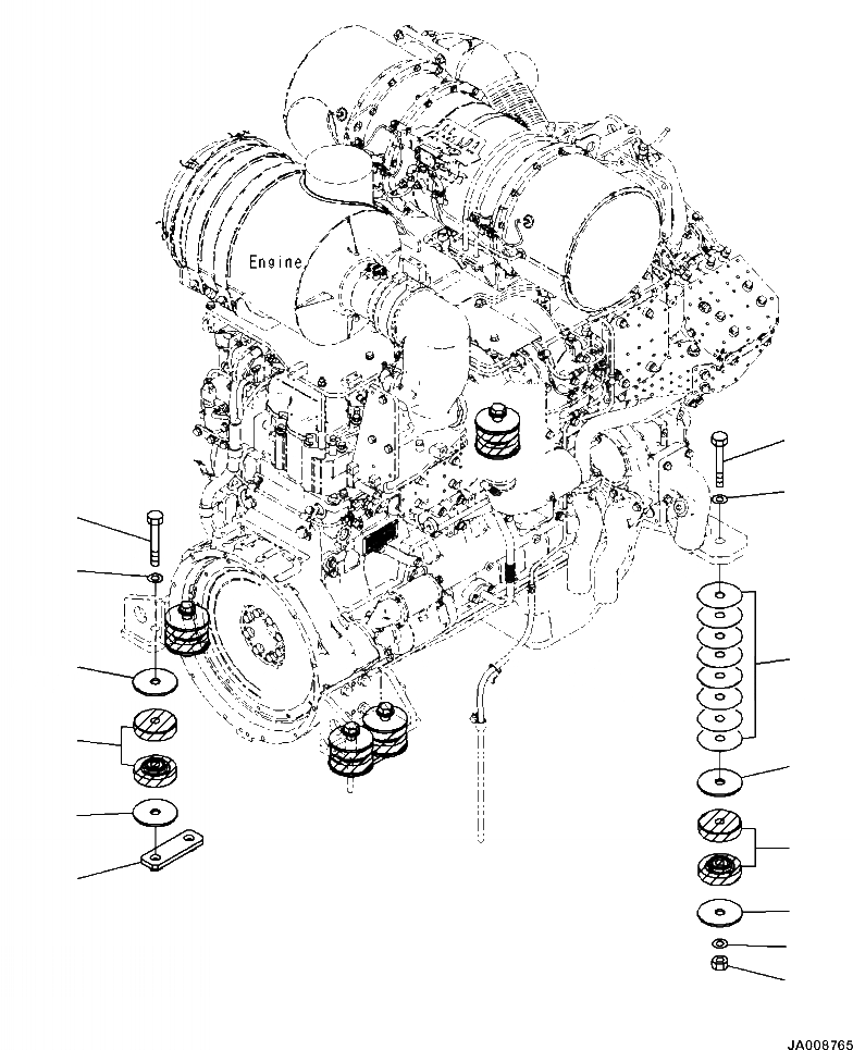 Схема запчастей Komatsu WA500-7 - B-A КРЕПЛЕНИЕ ДВИГАТЕЛЯ КОМПОНЕНТЫ ДВИГАТЕЛЯ