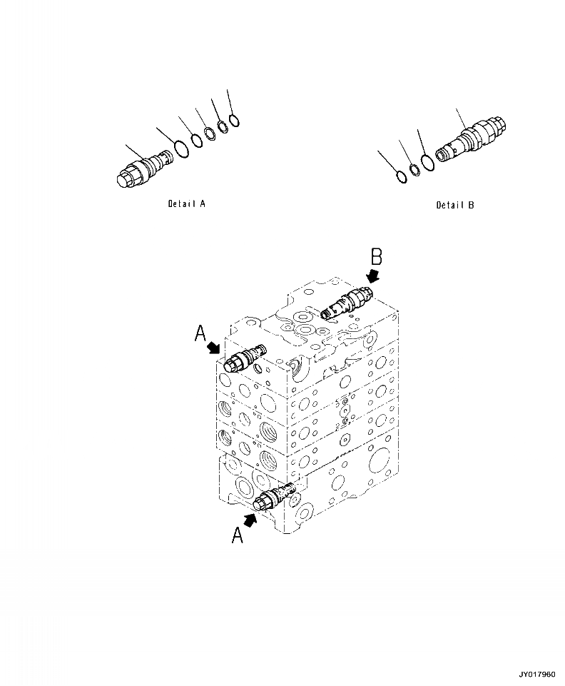 Схема запчастей Komatsu WA500-7 - H-A ОСНОВН. УПРАВЛЯЮЩ. КЛАПАН 2-Х СЕКЦИОНН. КЛАПАН (/) ГИДРАВЛИКА