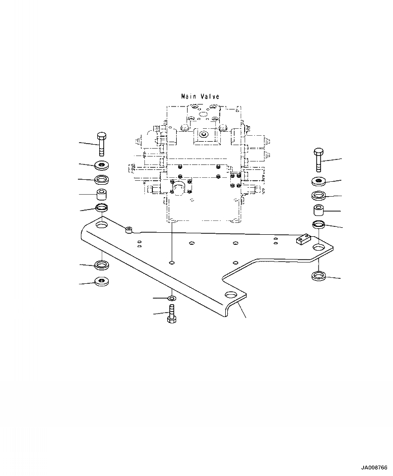 Схема запчастей Komatsu WA500-7 - H-A ОСНОВН. КРЕПЛЕНИЕ КОНТРОЛЬНОГО КЛАПАНА ГИДРАВЛИКА