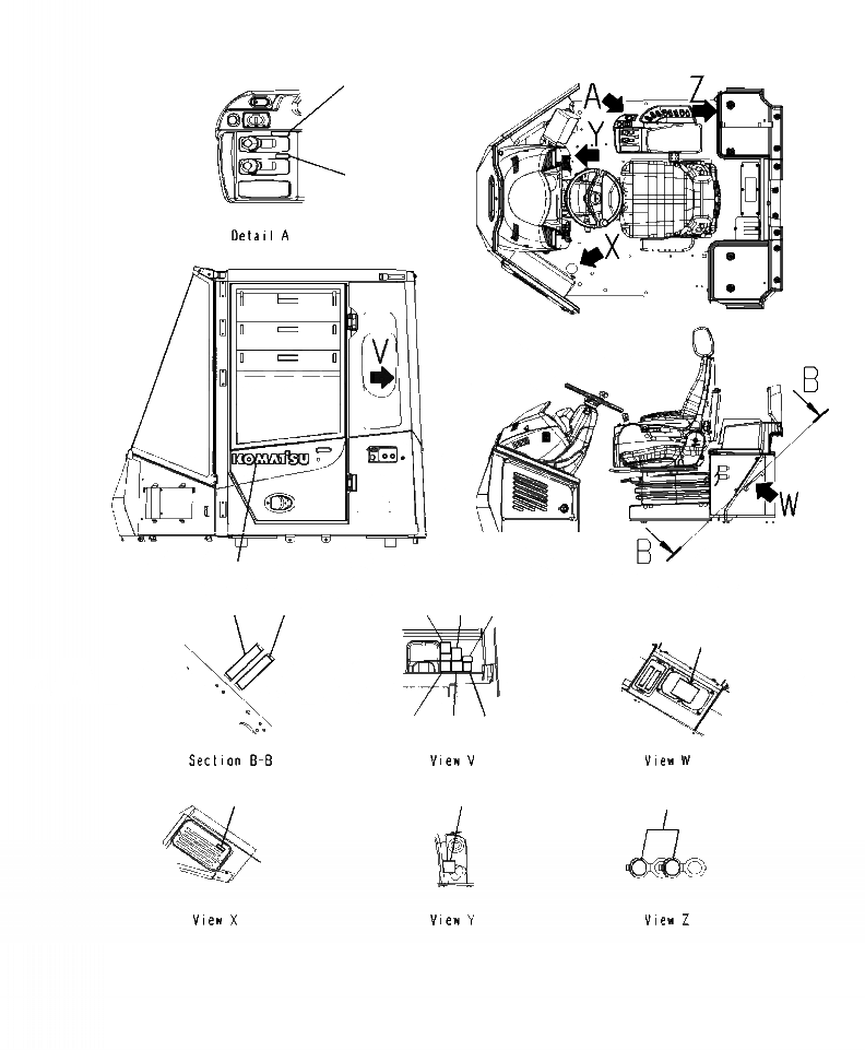 Схема запчастей Komatsu WA500-7 - K-A ИНТЕРЬЕР КАБИНА ТАБЛИЧКИS OPERATORXD S ОБСТАНОВКА И СИСТЕМА УПРАВЛЕНИЯ