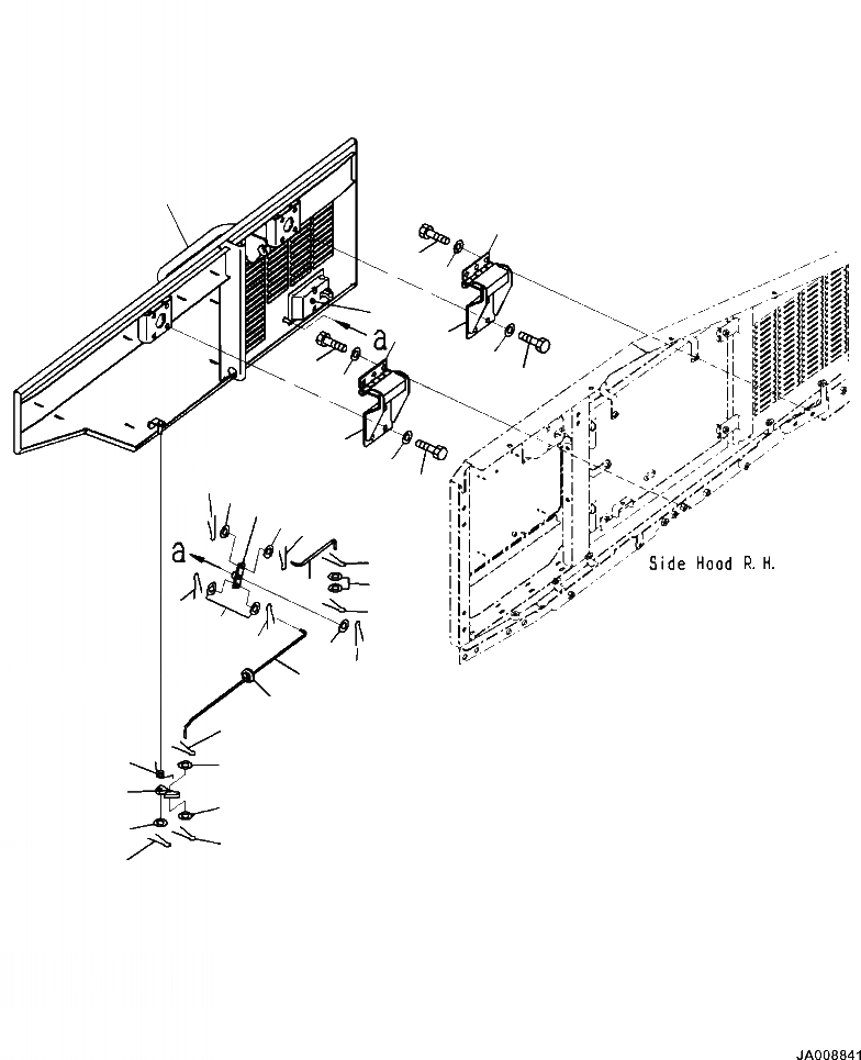 Схема запчастей Komatsu WA500-7 - M-A ДВЕРЦЫ КАПОТА ПРАВ.  ДВЕРЬ ЧАСТИ КОРПУСА