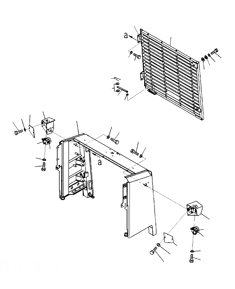 Схема запчастей Komatsu WA500-7 - M-8A ДВЕРЦЫ КАПОТА РЕШЕТКА И ЗАДН. РАБОЧ. ОСВЕЩЕНИЕS ЧАСТИ КОРПУСА