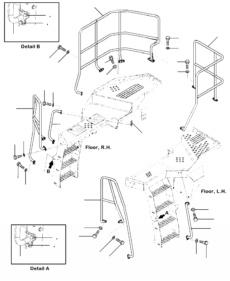 Схема запчастей Komatsu WA500-7 - M-A HANDRAILS заводской номер A997-UP ЧАСТИ КОРПУСА