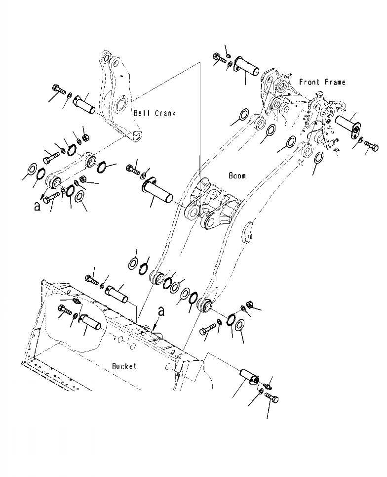 Схема запчастей Komatsu WA500-7 - T-A СТРЕЛА И BELL CRANK ПАЛЕЦS РАБОЧЕЕ ОБОРУДОВАНИЕ