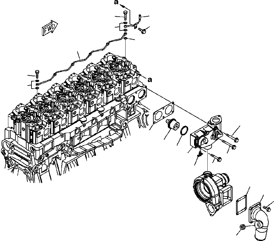Схема запчастей Komatsu WA500-6 - A-AL ТЕРМОСТАТ И ВОЗДУШН. ВЕНТИЛЯЦИЯ ТРУБЫ ДВИГАТЕЛЬ
