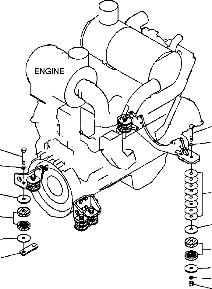 Схема запчастей Komatsu WA500-6 - B-A КРЕПЛЕНИЕ ДВИГАТЕЛЯ КОМПОНЕНТЫ ДВИГАТЕЛЯ