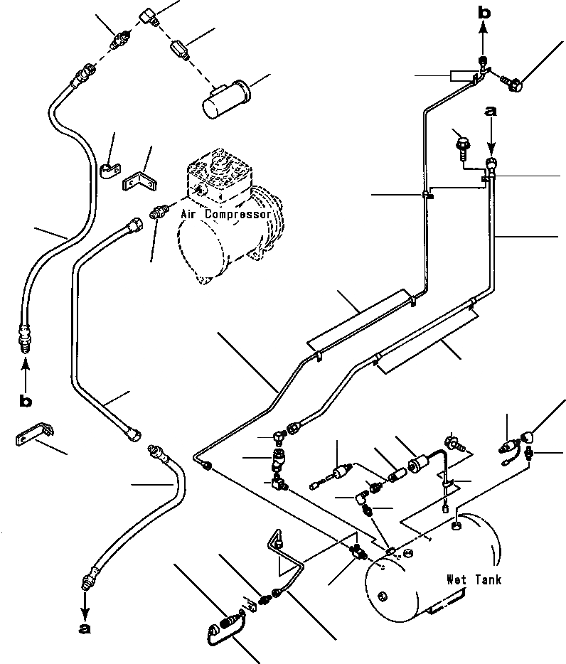 Схема запчастей Komatsu WA500-1LE - ВОЗДУХОВОД КОМПРЕССОР - WET БАК ВЕДУЩ. ВАЛ