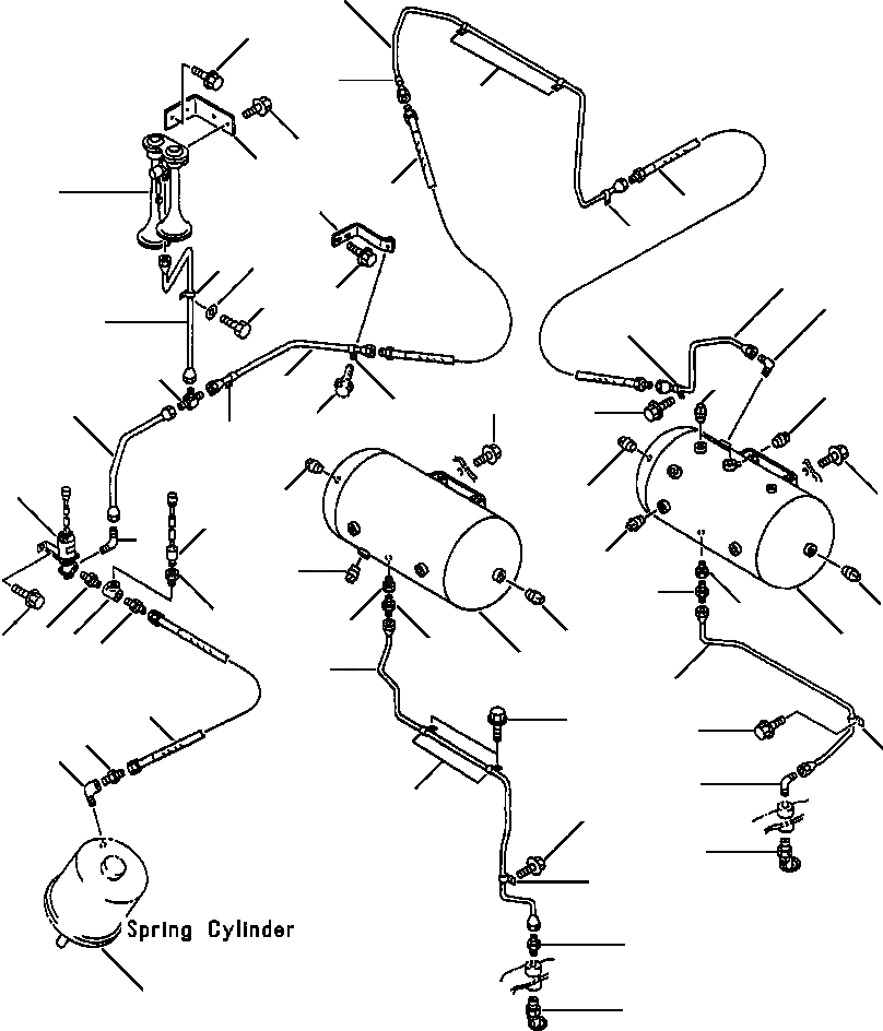 Схема запчастей Komatsu WA500-1LE - ВОЗДУХОВОД СУХ. БАКS - ЗВУК. СИГНАЛ И СТОЯНОЧНЫЙ ТОРМОЗ ВЕДУЩ. ВАЛ