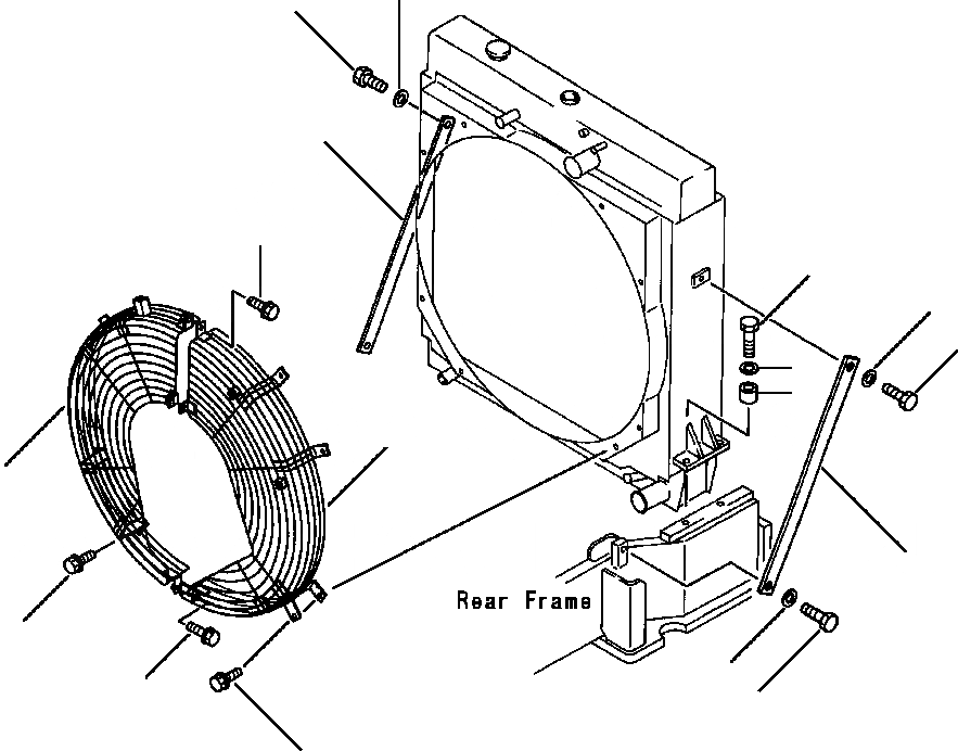 Схема запчастей Komatsu WA500-1L - КРЕПЛЕНИЕ РАДИАТОРА И ВЕНТИЛЯТОР ДВИГ-ЛЯ ЧАСТИ КОРПУСА КОМПОНЕНТЫ ДВИГАТЕЛЯ & ЭЛЕКТРИКА