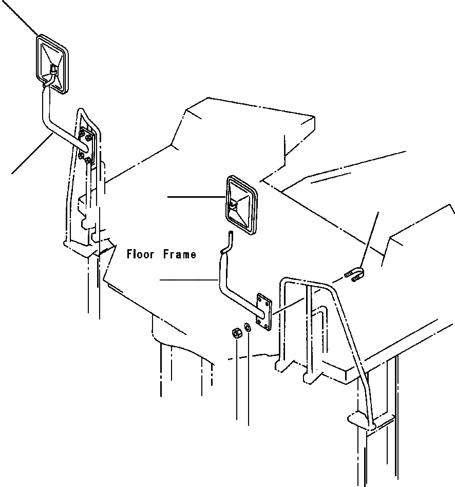 Схема запчастей Komatsu WA500-1L - НАРУЖН. ЗЕРКАЛА ЗАДН. ВИДА(MACHINES БЕЗ КАБИНЫ) РАМА