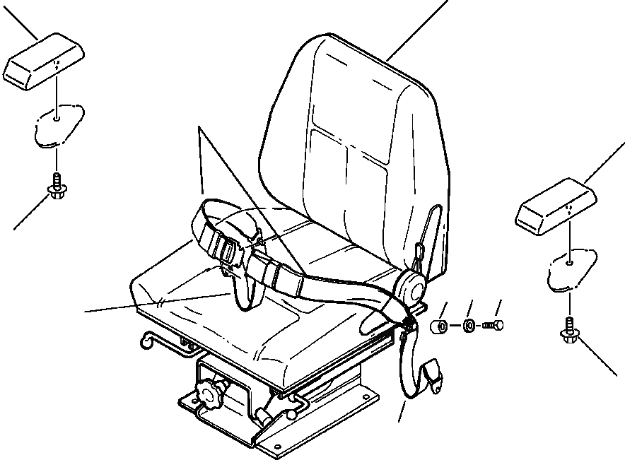 Схема запчастей Komatsu WA500-1L - РЕМЕНЬ БЕЗОПАСНОСТИ И ПОДЛОКОТНИКS (MACHINES EQUIPPED W/С ВОЗД. ПОДВЕСКОЙ (KAB) СИДЕНЬЕ) РАМА