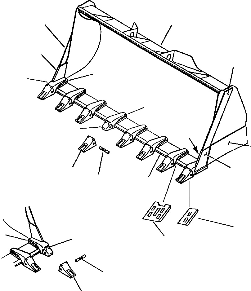 Схема запчастей Komatsu WA500-1L - EXCAVATOR КОВШ (С TEETH) РАБОЧЕЕ ОБОРУДОВАНИЕ
