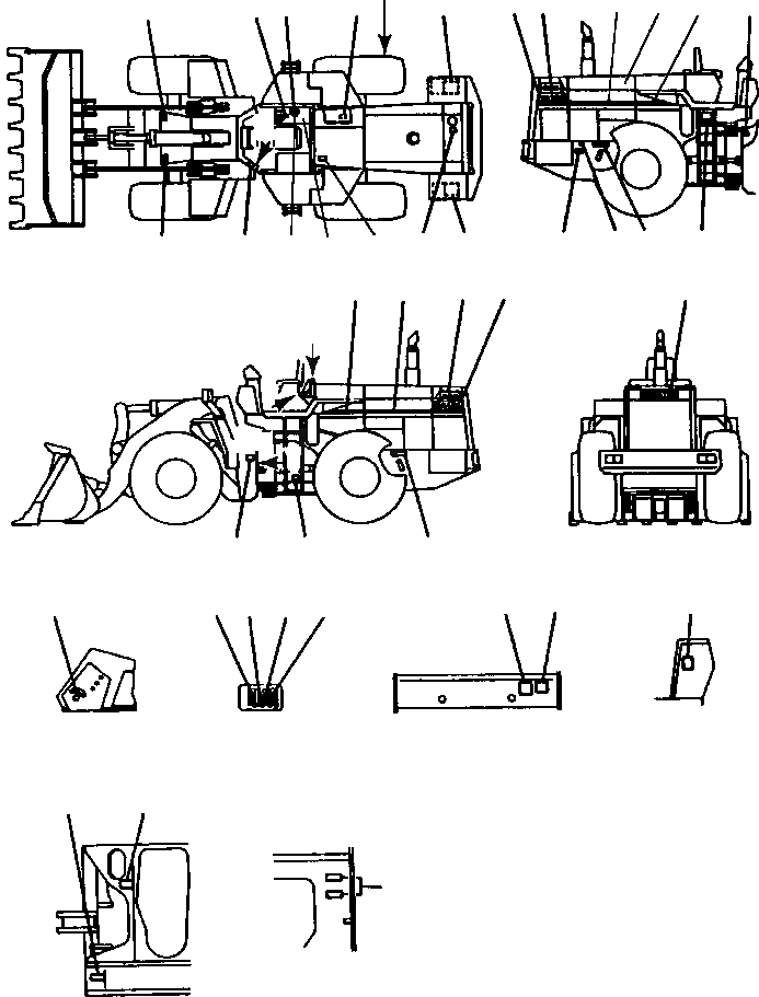 Схема запчастей Komatsu WA500-1L - МАРКИРОВКА (БЕЗ КАБИНЫS) (АНГЛ.) МАРКИРОВКАS