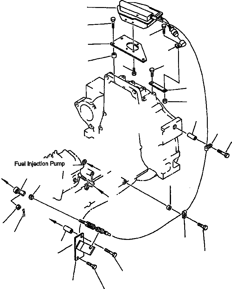 Схема запчастей Komatsu WA500-1L - СТОП МОТОР ДВИГАТЕЛЯ И КРЕПЛЕНИЕ ТОПЛИВН. СИСТЕМА
