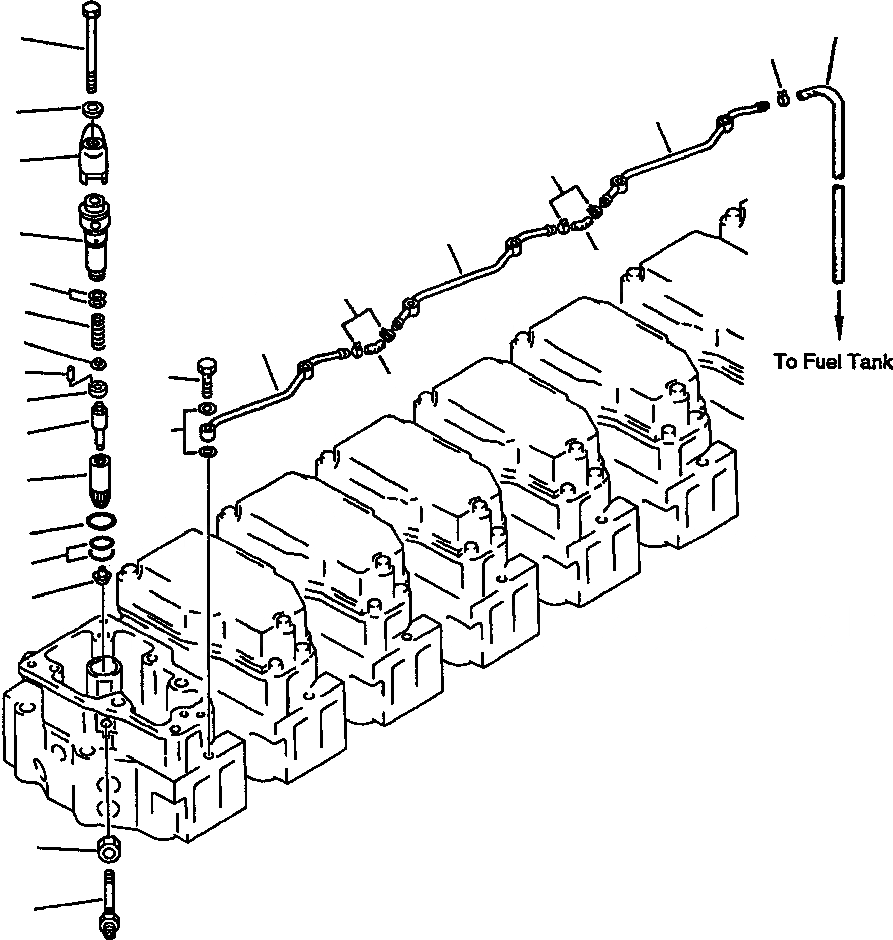 Схема запчастей Komatsu WA500-1L - ТОПЛИВН. ФОРСУНКА И СЛИВНАЯ ТРУБКА ТОПЛИВН. СИСТЕМА