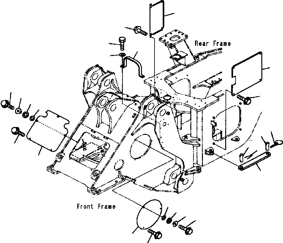Схема запчастей Komatsu WA500-3L - J9-A РАМА БЛОКИР. И ACCESS КРЫШКИ ПЕРЕДН. И ЗАДН. РАМАS ОСНОВНАЯ РАМА И ЕЕ ЧАСТИ