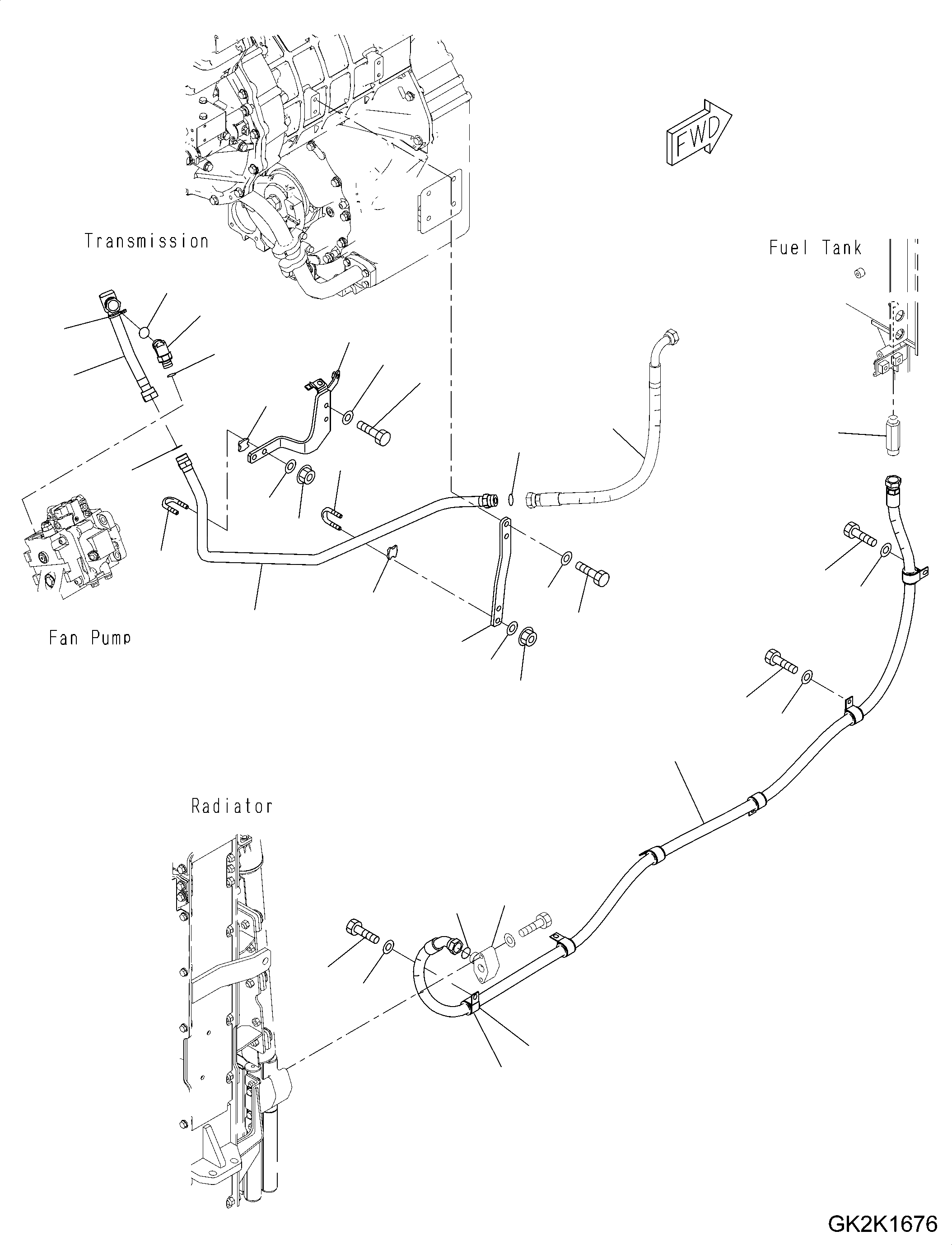 Схема запчастей Komatsu WA500-7 - ГИДРОЛИНИЯ, С 3-Х СЕКЦ. КОНТР. КЛАПАНОМ, ECSS, НАСОС ВЕНТИЛЯТОРА ТРУБЫ ГИДРОЛИНИЯ, С 3-Х СЕКЦ. КОНТР. КЛАПАНОМ, ECSS