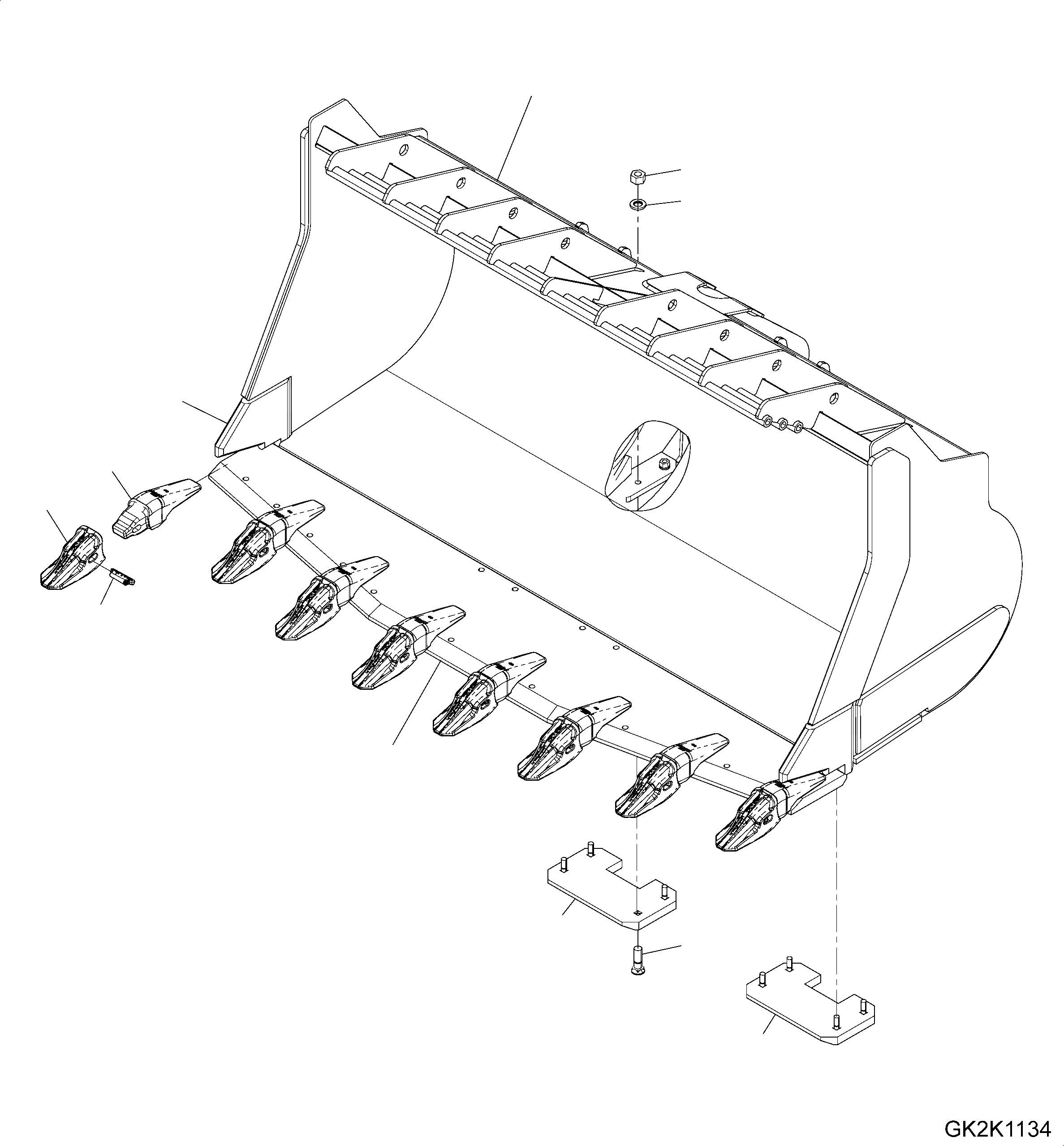 Схема запчастей Komatsu WA500-7 - КОВШ, TYP ROCK-SP, .9M, С TEETH, HENSLEY КОВШ, TYP ROCK-SP, .9M, С TEETH, HENSLEY