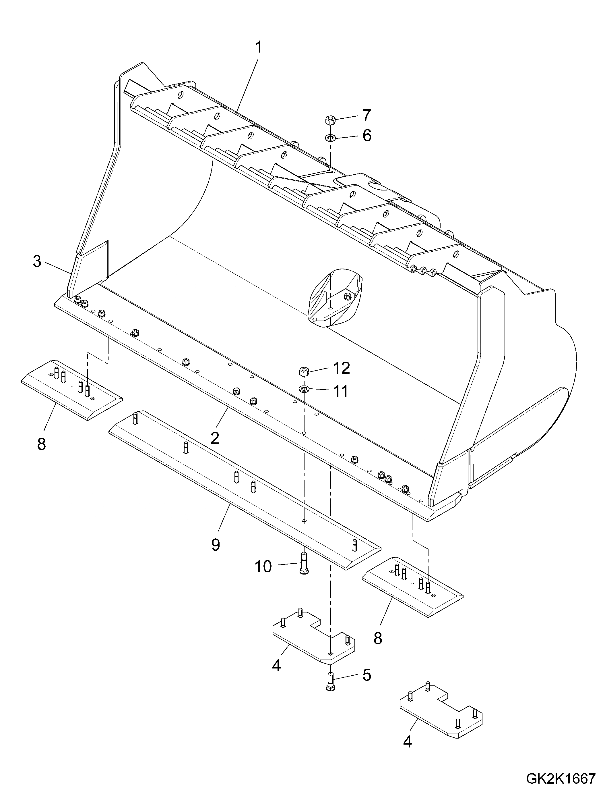 Схема запчастей Komatsu WA500-7 - КОВШ, TYP ROCK-ST, .M, БЕЗ TEETH КОВШ, TYP ROCK-ST, .M, БЕЗ TEETH