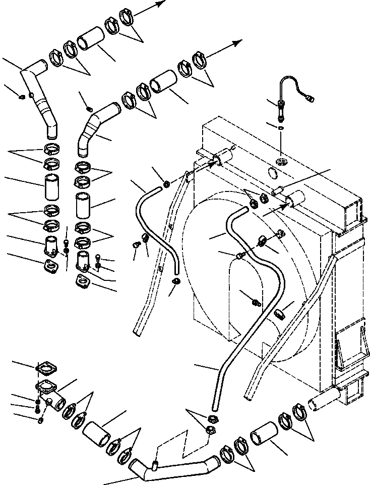 Схема запчастей Komatsu WA600-1LC - РАДИАТОР И ТРУБЫ КОМПОНЕНТЫ ДВИГАТЕЛЯ & ЭЛЕКТРИКА