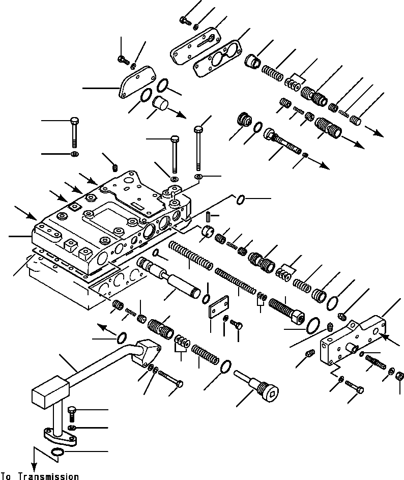 Схема запчастей Komatsu WA600-1LC - ТРАНСМИССИЯ ВЕРХН. УПРАВЛЯЮЩ. КЛАПАН ГИДРОТРАНСФОРМАТОР И ТРАНСМИССИЯ