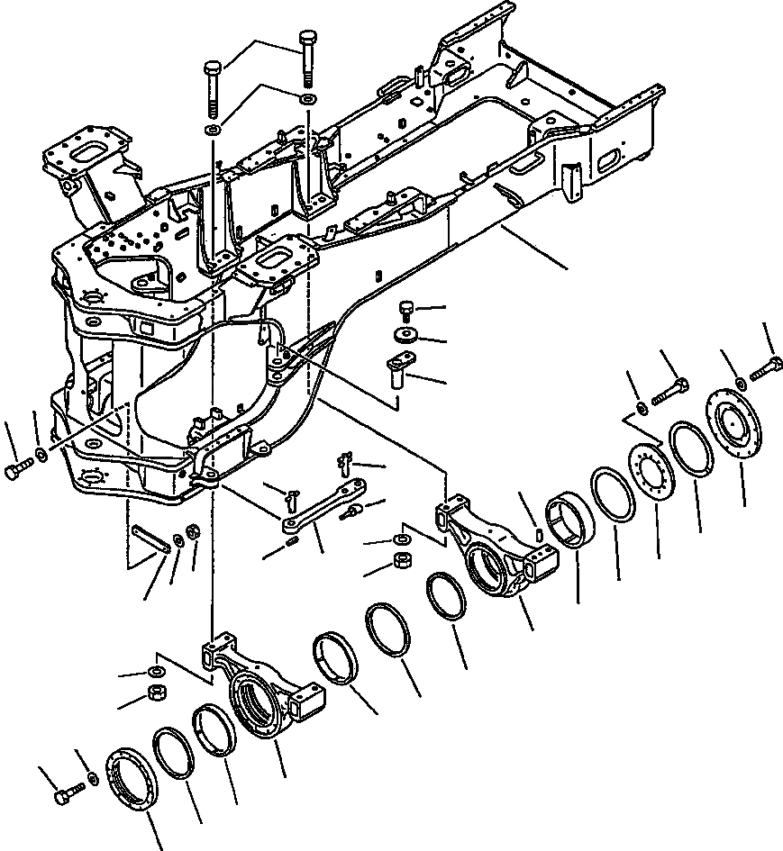 Схема запчастей Komatsu WA600-1LC - ЗАДН. РАМА ДЛЯ ПОГРУЗ. & CARRY APPLICATION РАМА