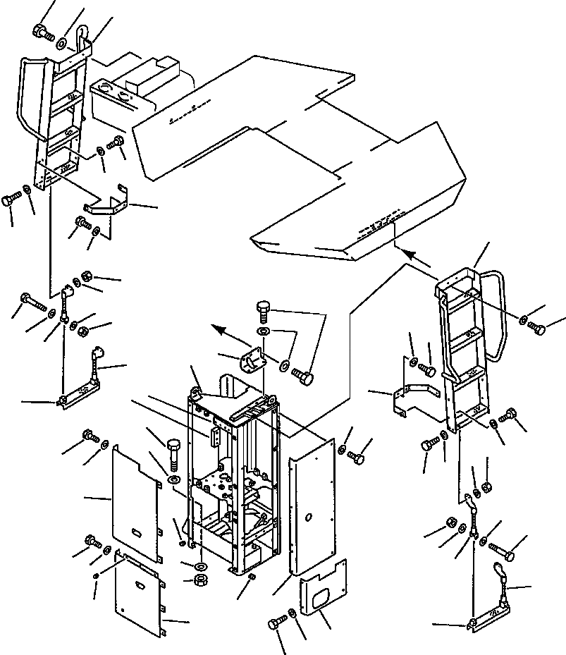 Схема запчастей Komatsu WA600-1LC - ЛЕСТНИЦА И ВОЗД. COMPONENT КОРПУС РАМА