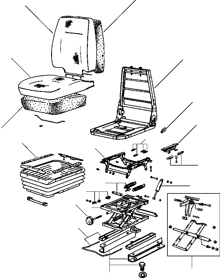 Схема запчастей Komatsu WA600-1LC - СИДЕНЬЕ ОПЕРАТОРА С ВОЗД. ПОДВЕСКОЙ (KAB) (заводской номер A & UP) РАМА