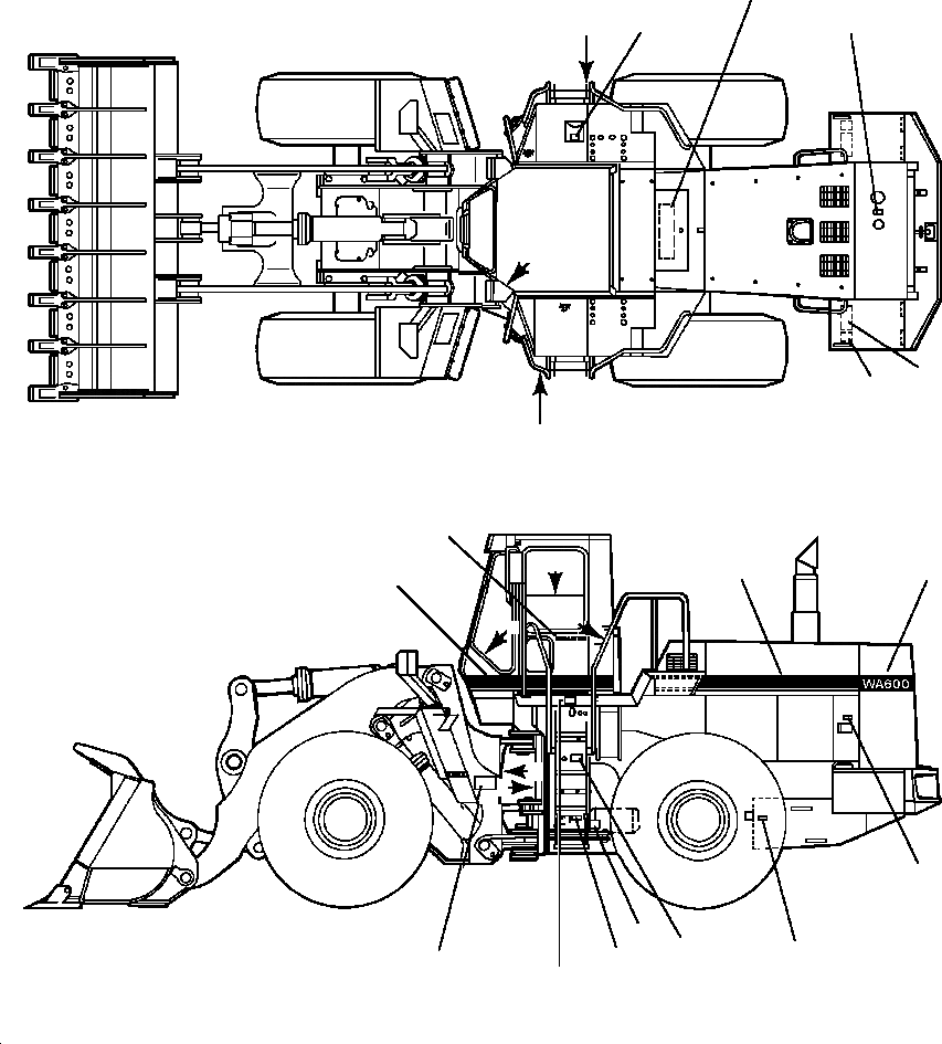 Схема запчастей Komatsu WA600-1LC - PROВОЗДУХОВОДЫ GRAPHICS - АНГЛ. МАРКИРОВКАS