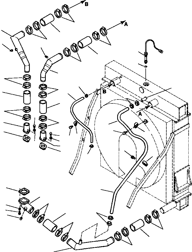 Схема запчастей Komatsu WA600-1LE - РАДИАТОР И ТРУБЫ КОМПОНЕНТЫ ДВИГАТЕЛЯ & ЭЛЕКТРИКА
