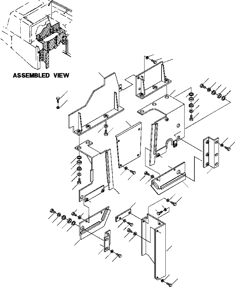 Схема запчастей Komatsu WA600-1LE - КАПОТ (/) РАМА, ЧАСТИ КОРПУСА & SUPERSTRUCTURE