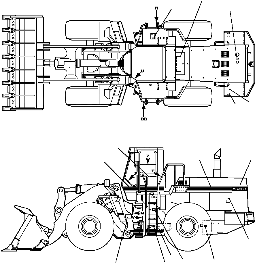 Схема запчастей Komatsu WA600-1LE - PROВОЗДУХОВОДЫ GRAPHICS - ИСПАНИЯ МАРКИРОВКАS, ИНСТРУМЕНТ & КОМПЛЕКТS