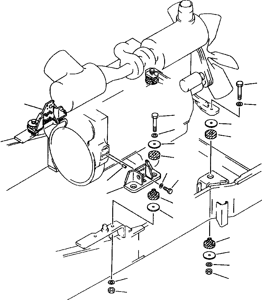 Схема запчастей Komatsu WA600-1L - КРЕПЛЕНИЕ ДВИГАТЕЛЯ -