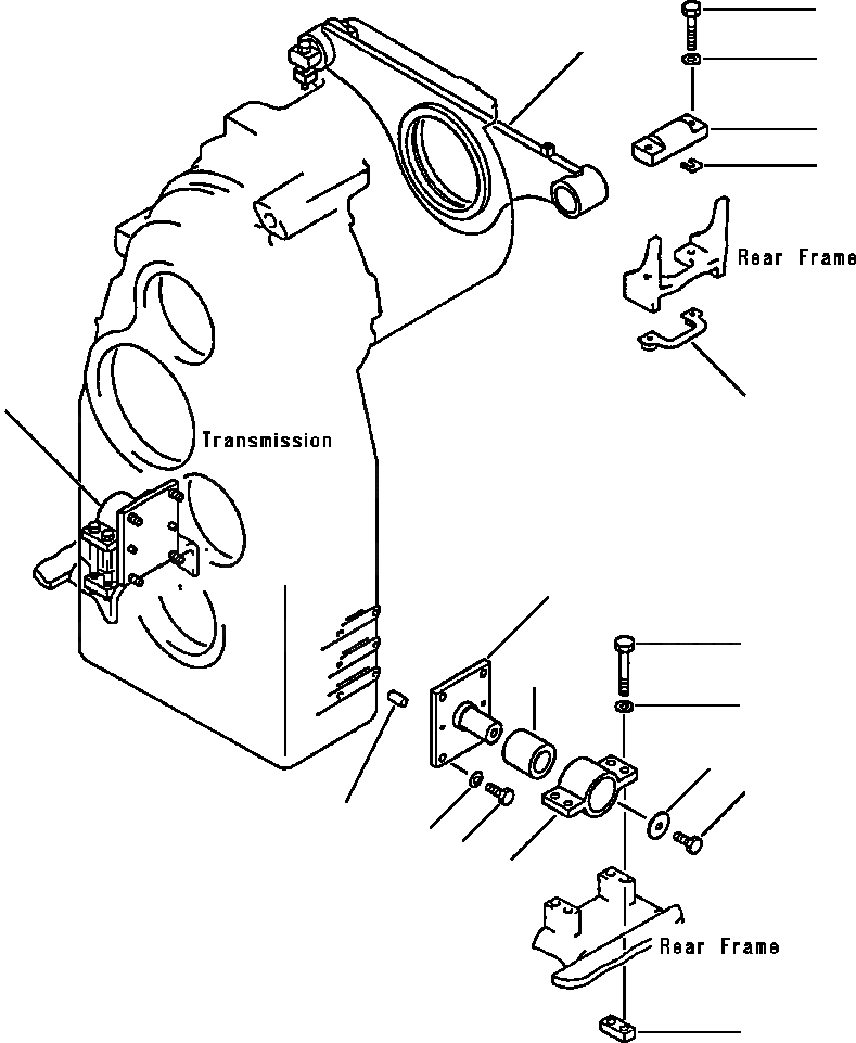 Схема запчастей Komatsu WA600-1L - КРЕПЛЕНИЕ ТРАНСМИССИИ -