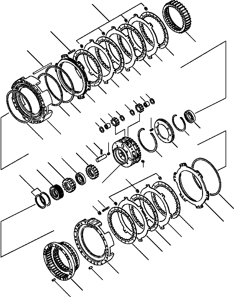 Схема запчастей Komatsu WA600-1L - ТРАНСМИССИЯ ПЕРЕД. И 4 МУФТА -