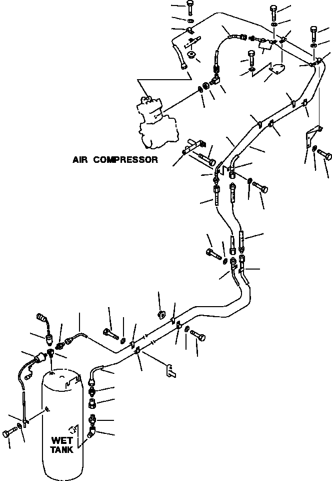 Схема запчастей Komatsu WA600-1L - ВОЗДУХОВОД - КОМПРЕССОР - WET БАК (/) -