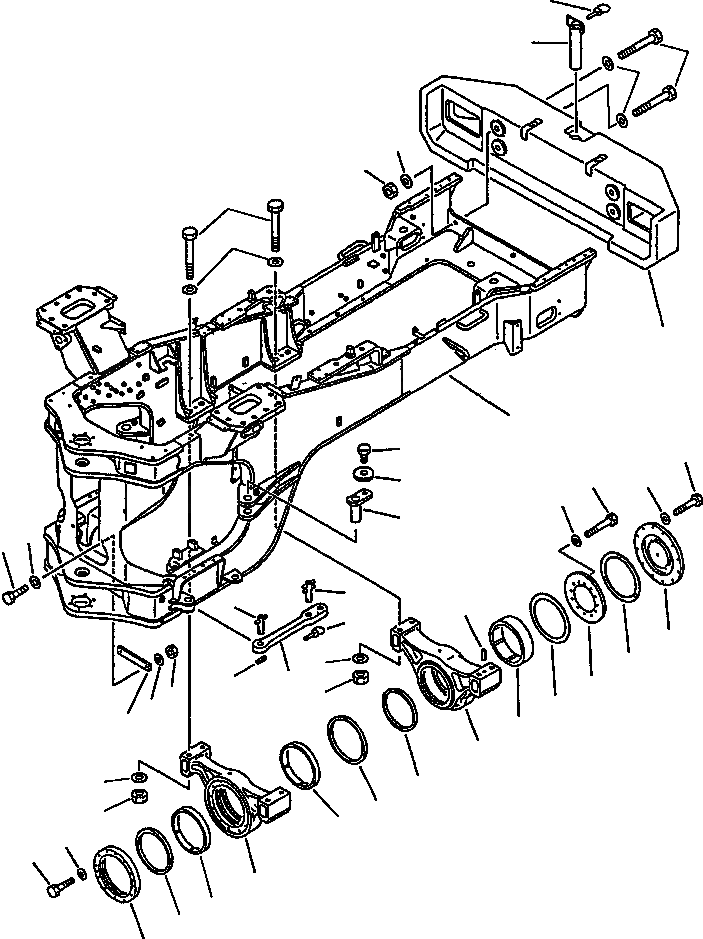 Схема запчастей Komatsu WA600-1L - ЗАДН. РАМА -