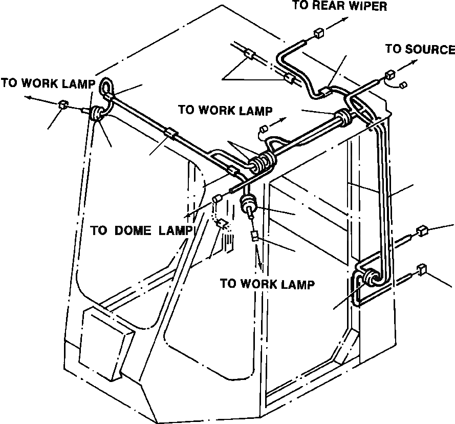 Схема запчастей Komatsu WA600-1L - КАБИНА ЭЛЕКТР. ЭЛЕКТРОПРОВОДКА -