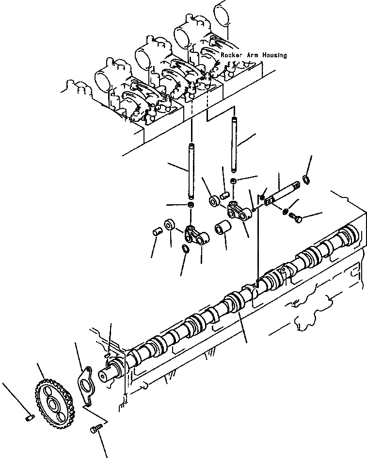 Схема запчастей Komatsu WA600-1L - РАСПРЕДВАЛ E-