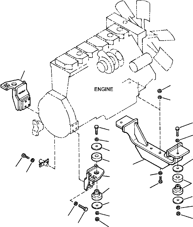 Схема запчастей Komatsu WA600-3 - B-A КРЕПЛЕНИЕ ДВИГАТЕЛЯ КОМПОНЕНТЫ ДВИГАТЕЛЯ