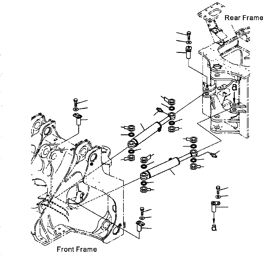 Схема запчастей Komatsu WA600-3 - J-A ЦИЛИНДР РУЛЕВ. УПР-ЯS И УПЛОТНЕНИЕS ARTICULATION AREA ОСНОВНАЯ РАМА И ЕЕ ЧАСТИ