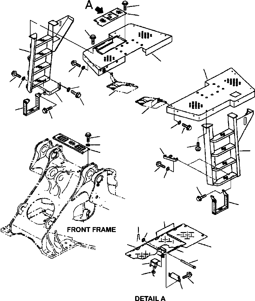 Схема запчастей Komatsu WA600-3 - M-A ЛЕСТНИЦА КАБИНА  ЧАСТИ КОРПУСА